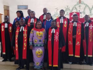 L-R, Rev Eyakwe, Wife, Rev Bame and other Pastors at Ceremony