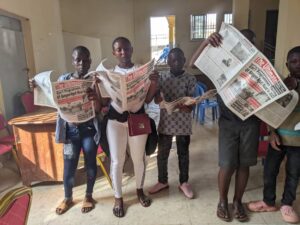 Students in Bangem with The Ultimate Newspaper