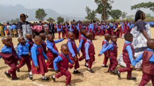 Nursery School Kids Marching at Grandstand