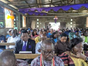 Cross section of guests in church