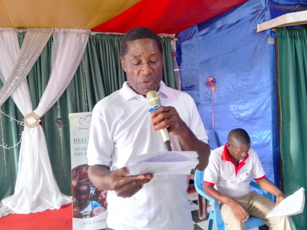 Rev. Akisseh Makoge Ernest, CEO LISAF, Speaking at Ceremony