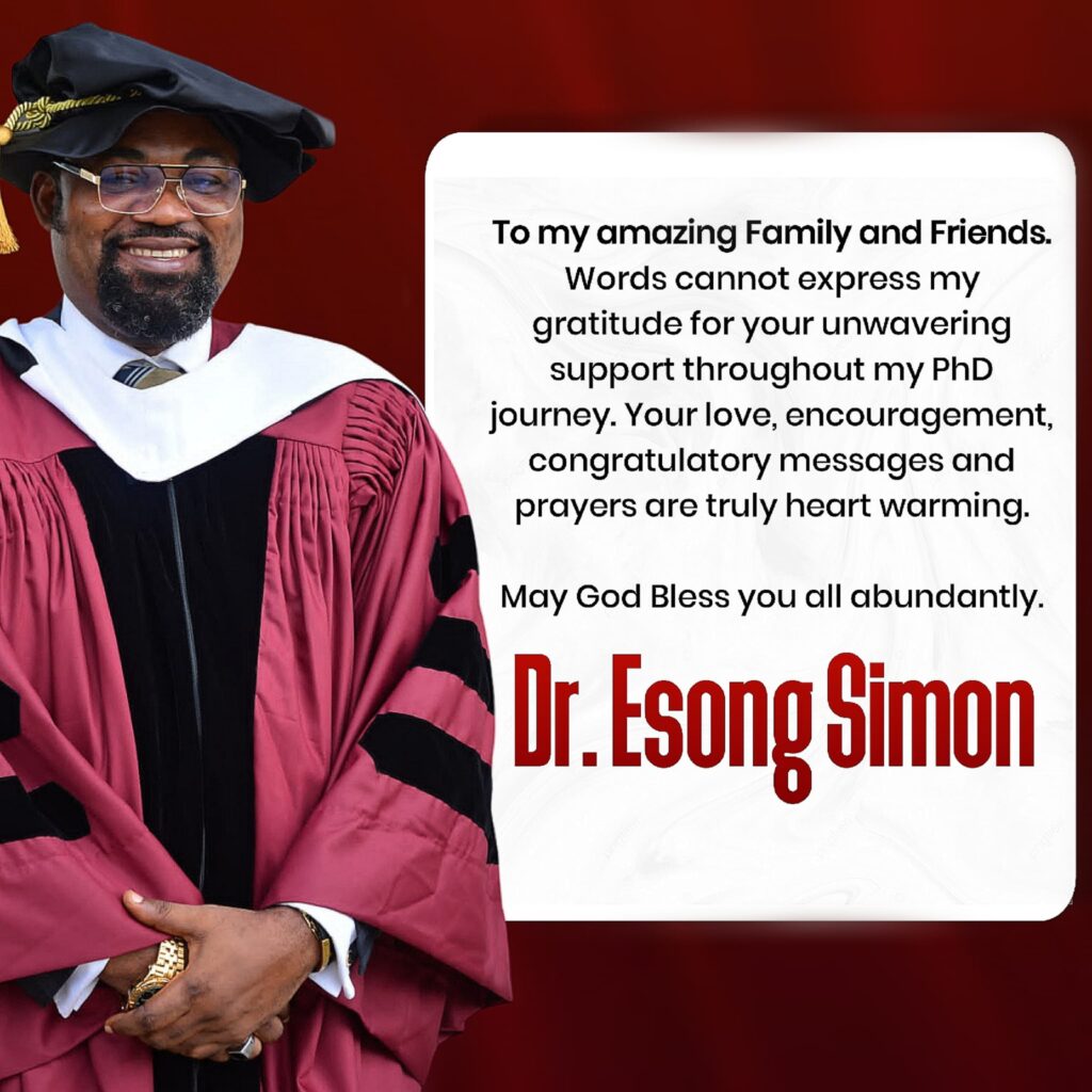 Appreciation by Dr. Esong Simon