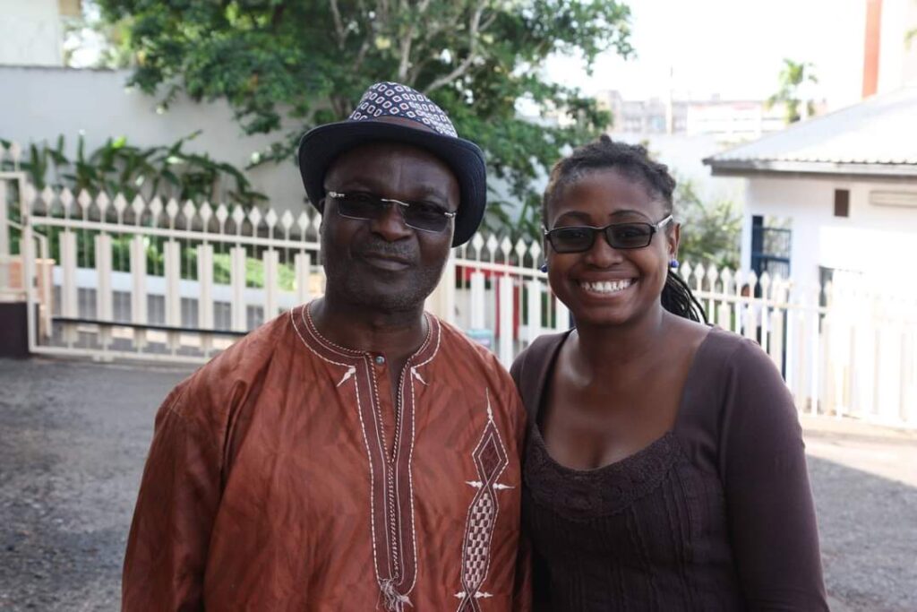 Ayuk Besong Anne-Chantal with Cameroon's Roving Ambassador, Roger Milla