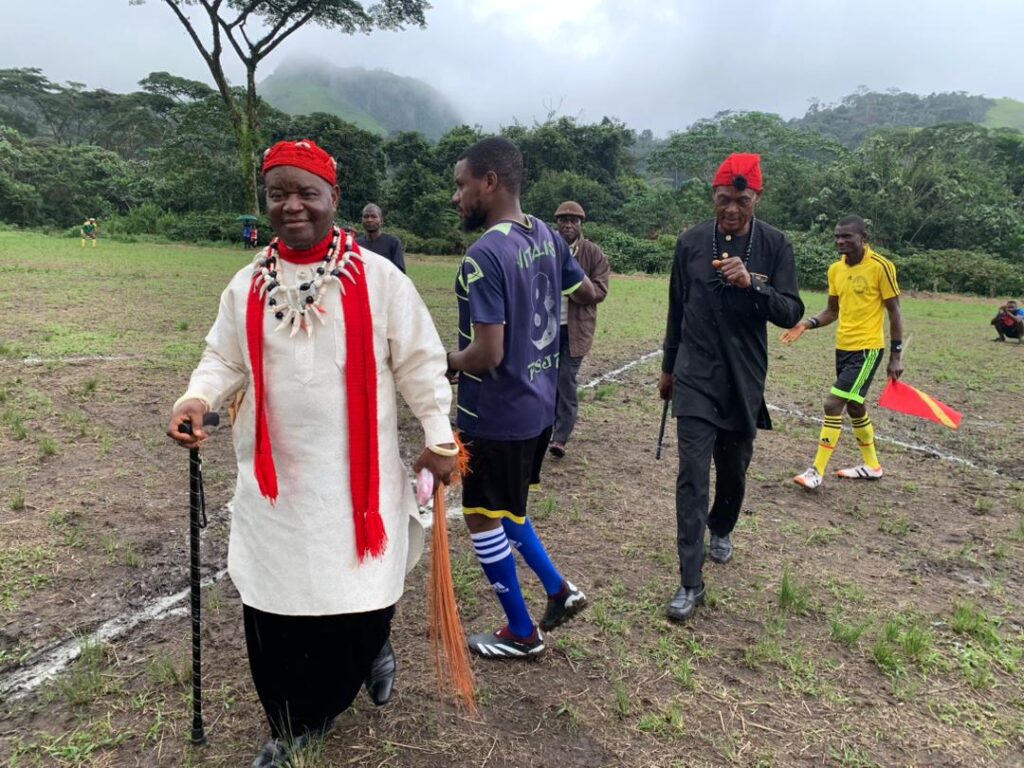 Official Kick Off of Football Finals by Chief Atabe, Accompanied by the Chief of Muanjikon